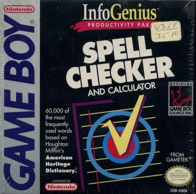 InfoGenius: Spell Checker and Calculator box art for GameBoy
